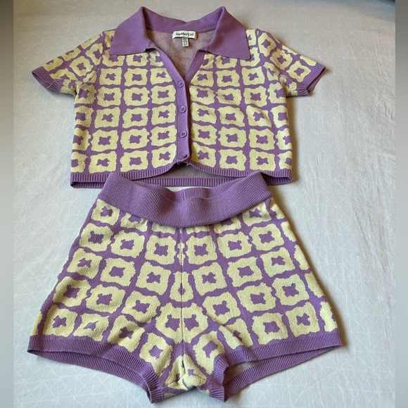 Urban Outfitters “Another Girl” knit printed top and short set - Picture 2 of 9